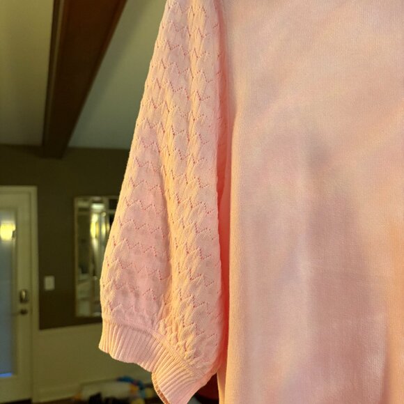 NWT Jones New York Pink Puffy Sleeve Lightweight Sweater. Size M (runs big) - Picture 2 of 10